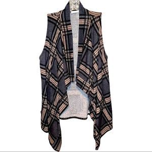 12PM By Mon Ami Go Your Own Way Charcoal Plaid Vest Size XL